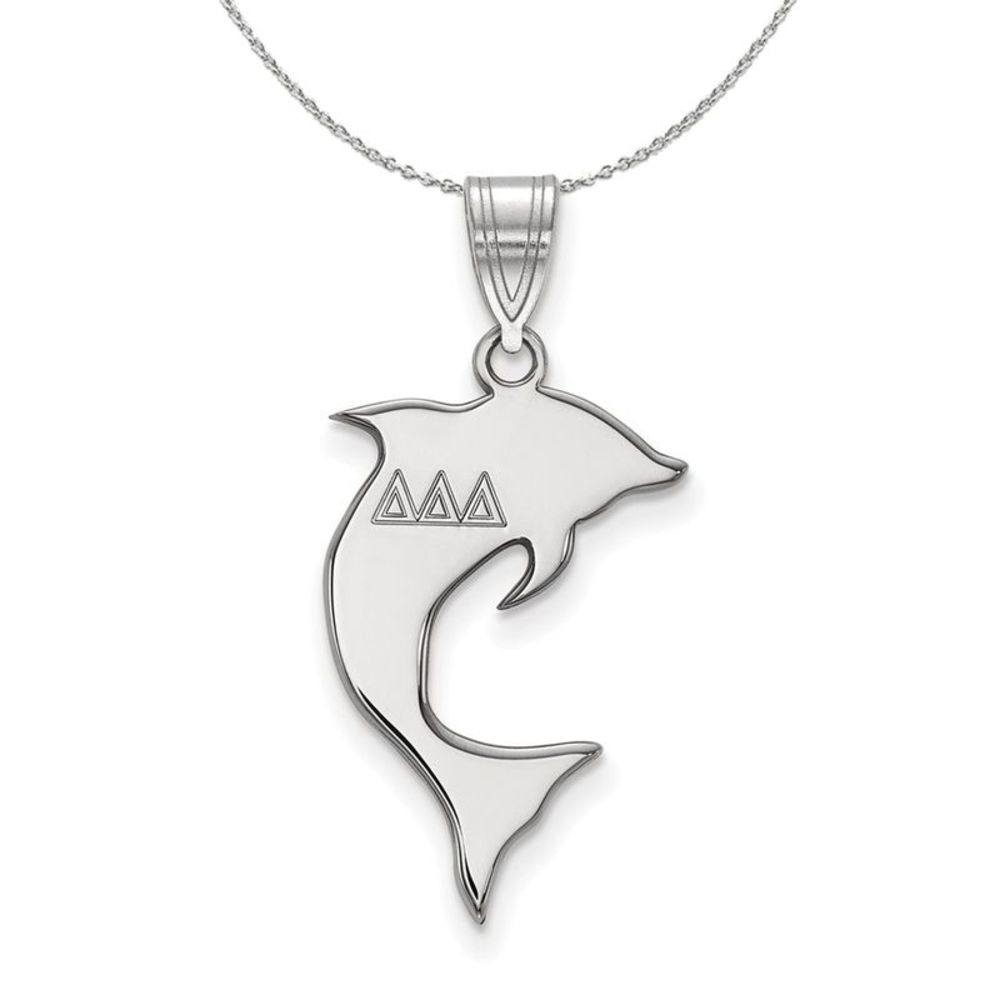 Sterling Silver Delta Delta Delta Medium Pendant Necklace - 18 Inch